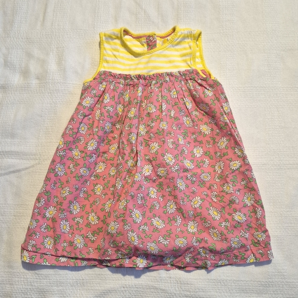 Baby Boden girls 12-18 pink daisy designed dress lined, jersey top VGUC